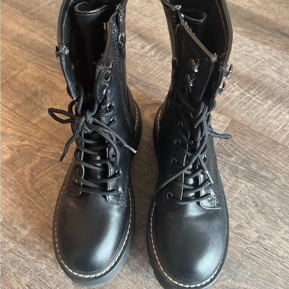Black Lace-Up Combat Boots